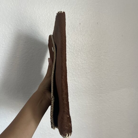 Unbranded Brown Faux Horse Hair Snap Closure Clutch - Picture 3 of 10